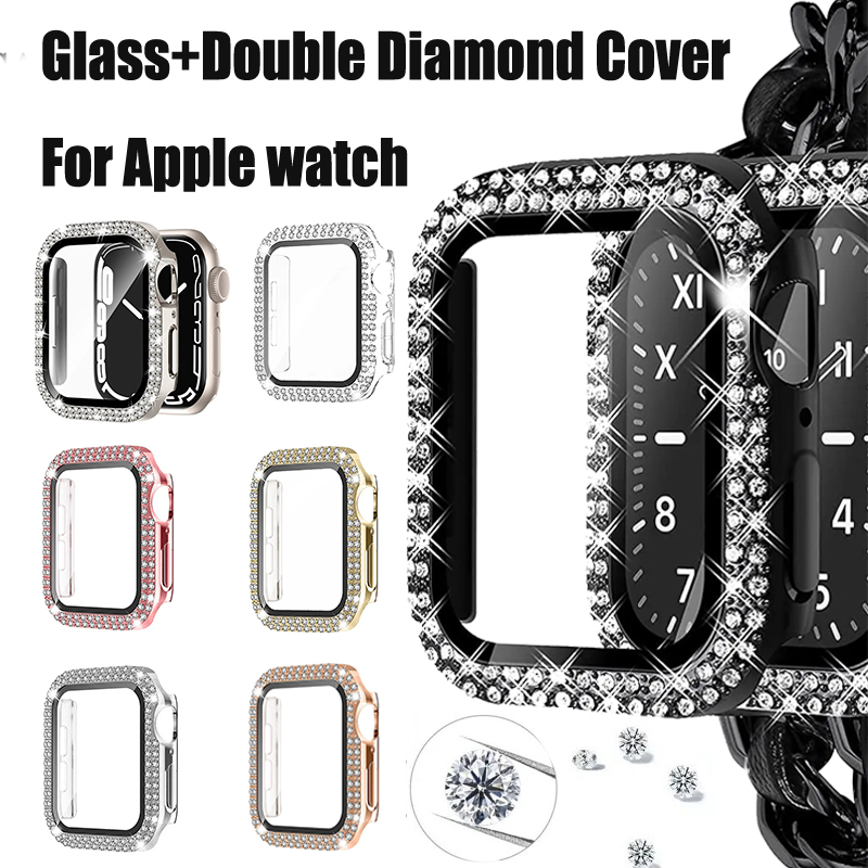 Iwatch Smartwatch Series 7 - Kaca + Penutup Berlian untuk Casing