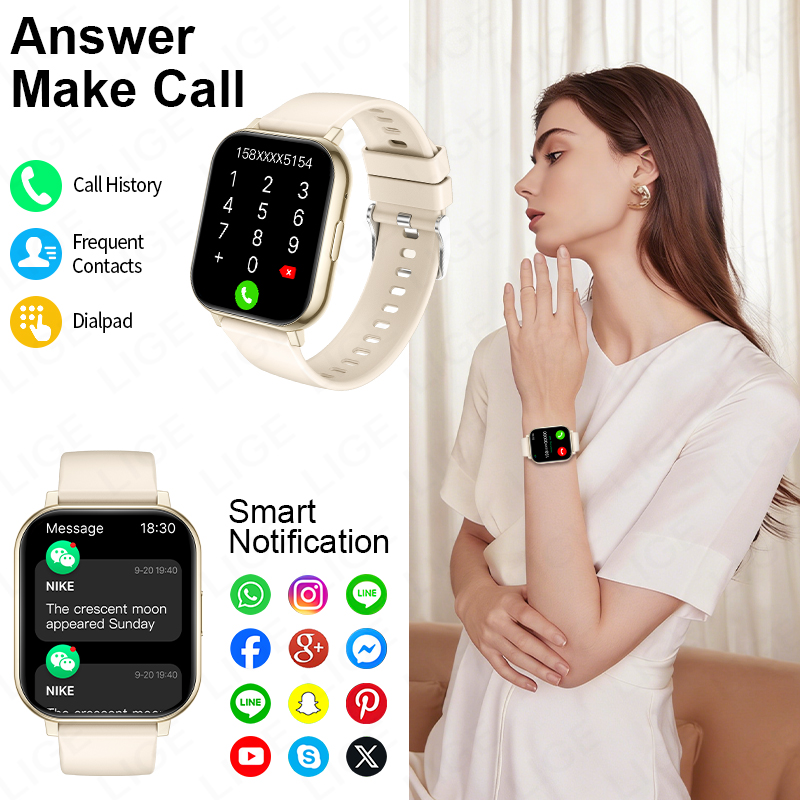 LIGE Jam Tangan Pintar HD 1.83 - Smartwatch Health Watches For Women ulasan dan harga